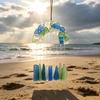 Handgefertigter Meerglas-Windspiel für den Außenbereich Strand Küstenstil Bogenförmiges Hängendes Windspiel für Garten Terrasse Rasen Dekoration