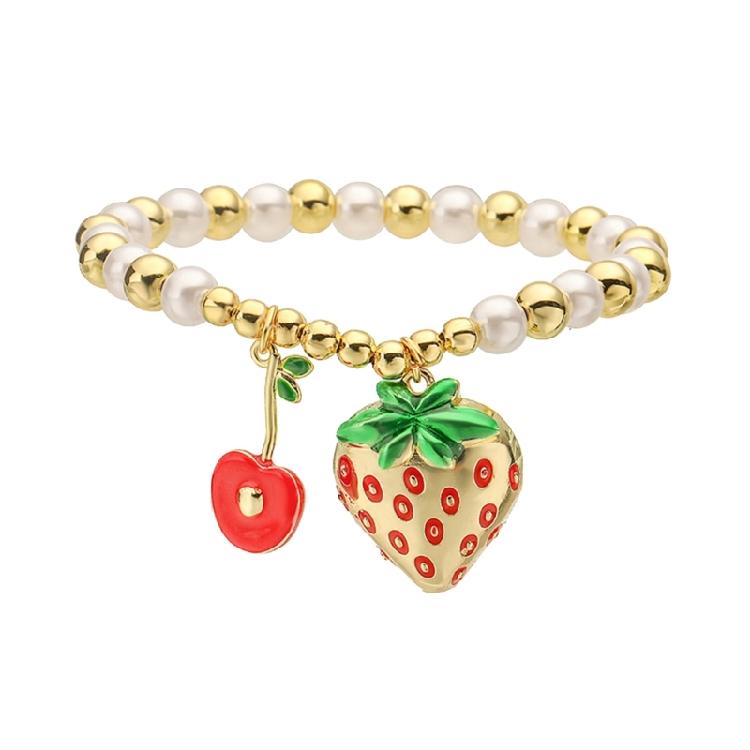 Handmade Fruit Beads Bracelet Fashion Wrist Jewelry Chain Wristband Copper Texture Suitable for Parties and Celebration