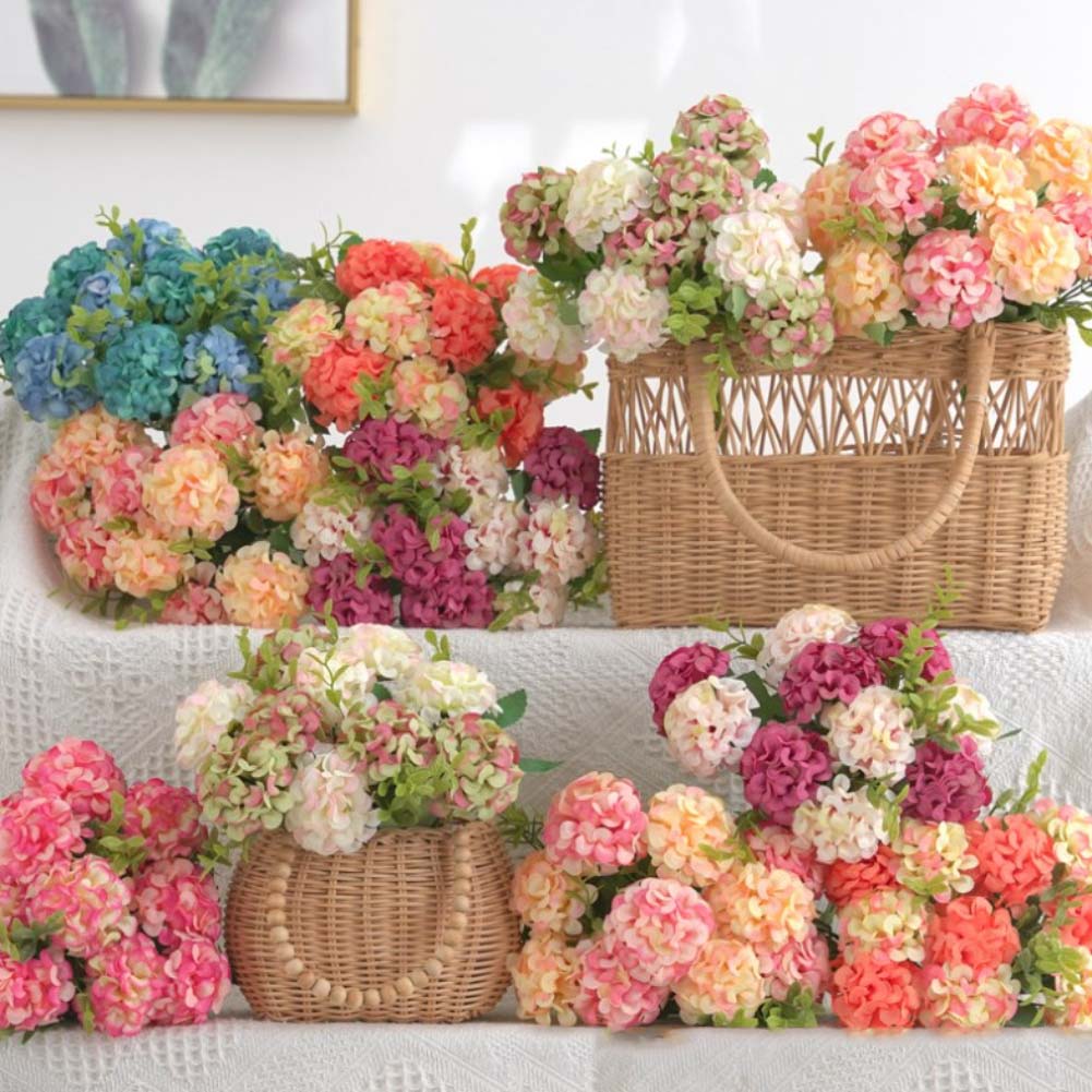 Artificial Hydrangea Silk Flower Bouquet Fading Resistant