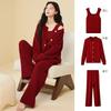 Womens Soft Fleece Pajama Set Long Sleeve Top Pants Warm Cozy Sleepwear Fall Winter Home Or Light Outdoor Wear