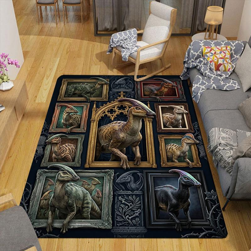 Dinosaur Gallery Pattern Rug Floor Mat for Living Room or Bedroom Soft and Comfortable Carpet a Gift for Birthday and Holiday.