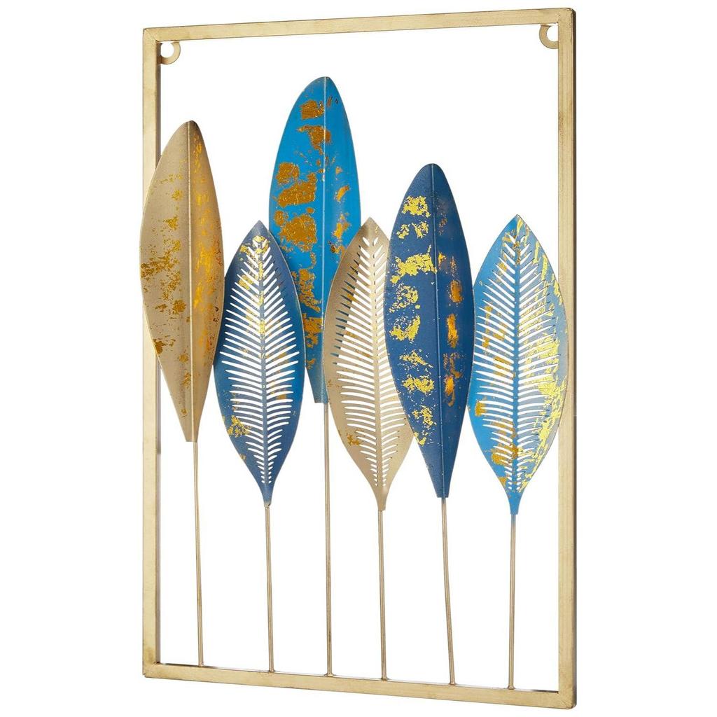 Metal Leaf Wall Hanging Decor | Nature-Inspired Leaf Design | Easy Installation (Set of 2 | Gold)