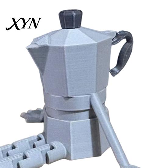 Compact Structure Sculpture 3D Printed Articulated Coffee Cup Figure, Movable Joint Desk Statue, Cute Versatile Room Decoration Bean Ornament,
