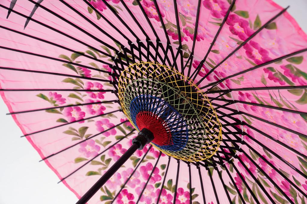 Yamamoto Bamboo Craftsman Japanese Silk Sakura Jointed Dancing Umbrella (YAMAMOTOTAKIZAYIKUYA) Umbrella, Umbrella, Painting, Pattern, (Pink)