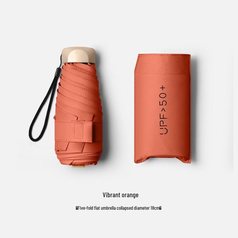 Customizable UV Protection Compact Umbrella: Mini Black Glue Sun & Rain Shade.