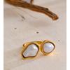 Yhpup Popular Baroque Imitation Pearls Golden PVD Open Ring Women Stainless Steel Rust Resistant Fashion Cast Finger Jewelry
