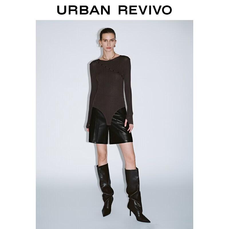 UR Women's Slim-Fit Button-Embellished Knit Bodysuit