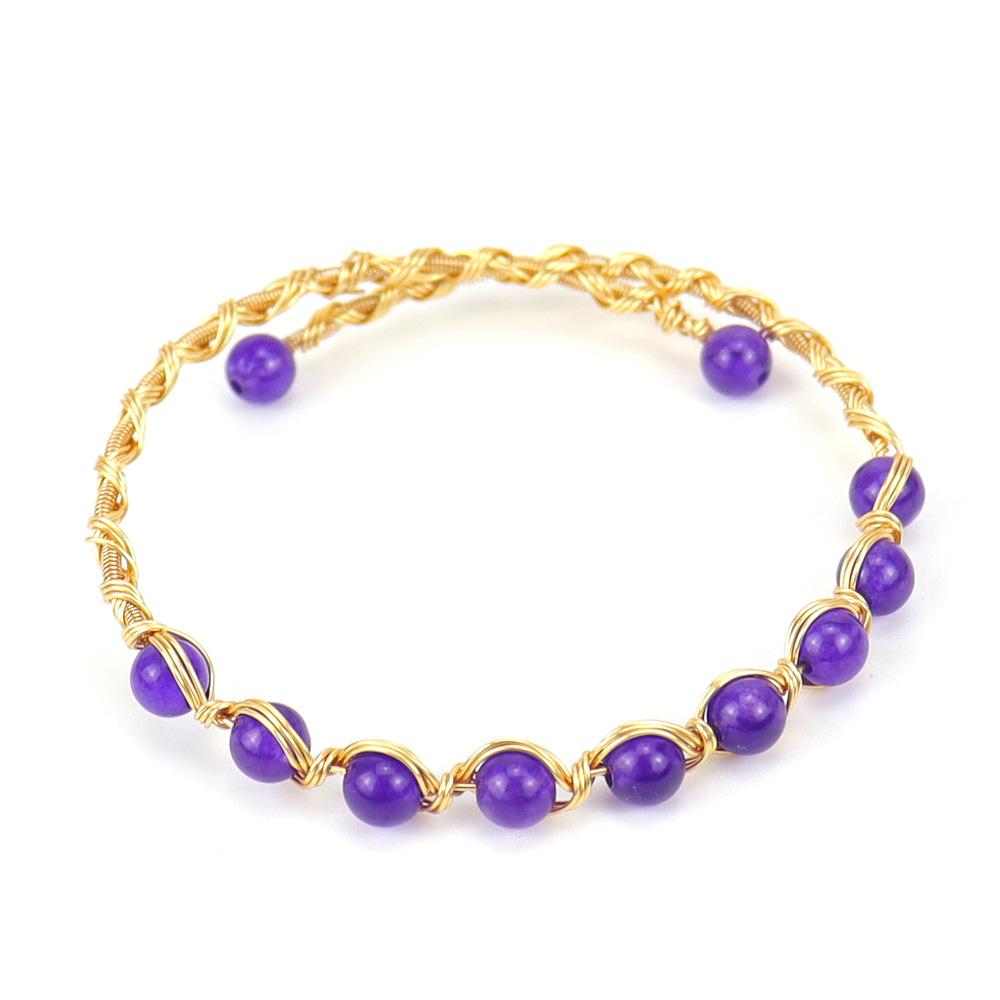 Winding Multi-Colored Agate Bead Crystal Bead Amethyst Opening Simple Bracelet Bracelet Adjustable B47