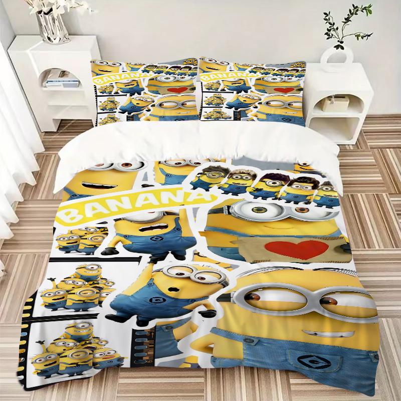 3Pcs Minions Bananas Bedding Sets For All Sizes New 3D Printed Bed Cover Comforter Duvet Cover Pillowcase Bedroom Decoration