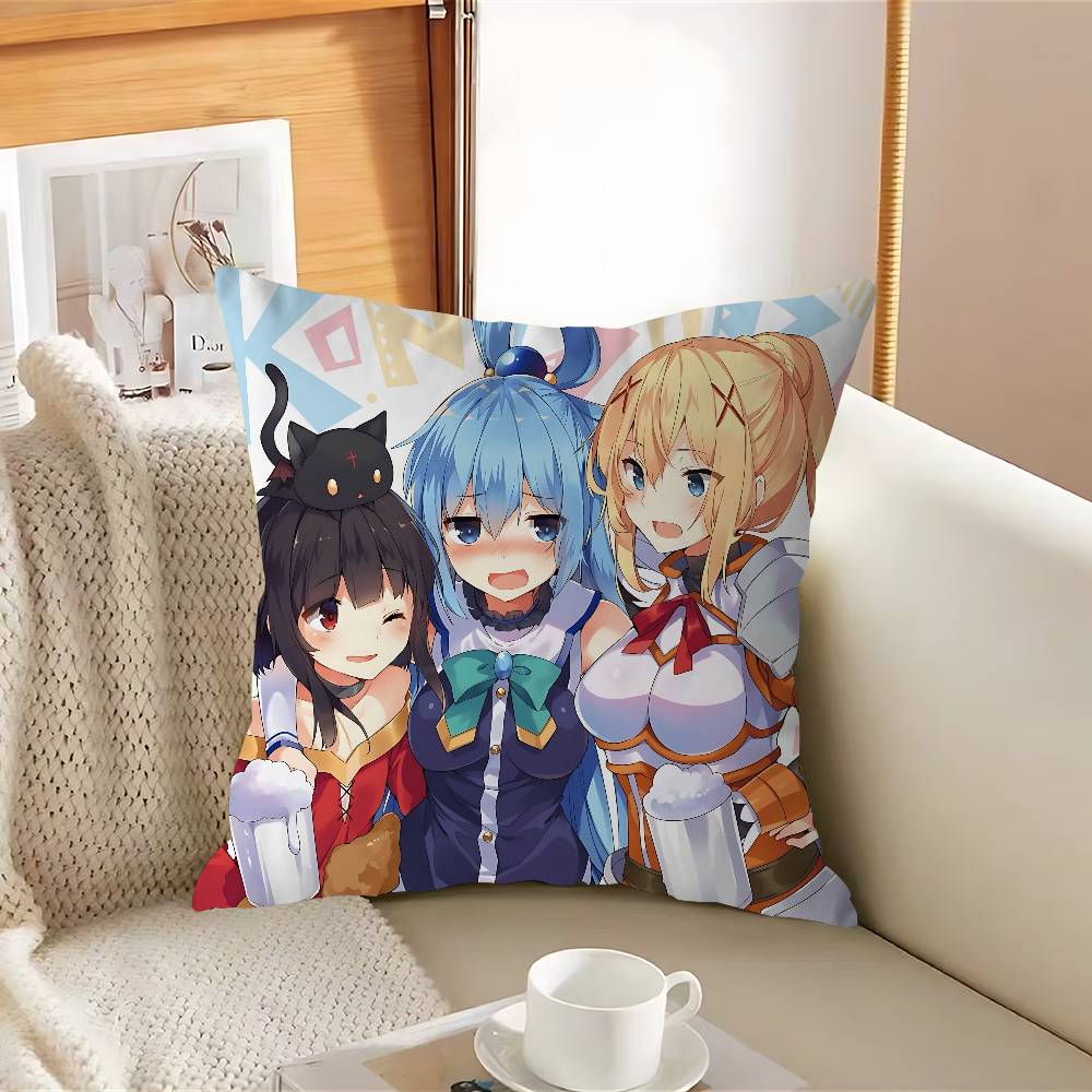 

K-KonoSuba Аниме Наволочка Съемная Моющаяся Наволочка – Всесезонный Мягкий Лен 12x12Inch