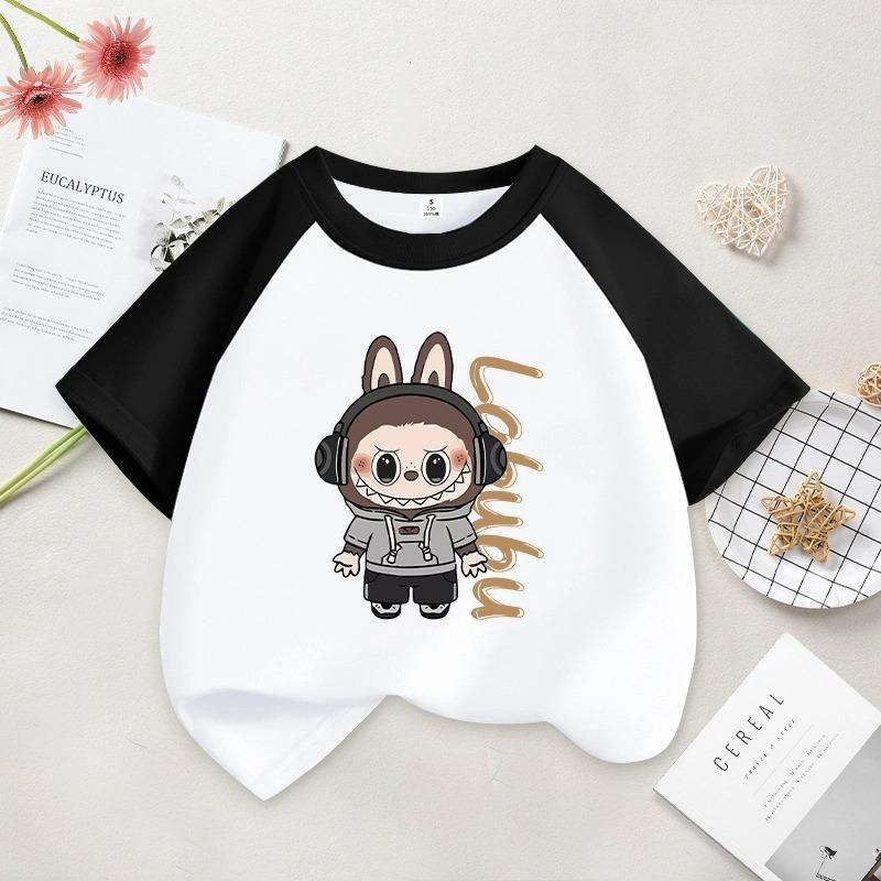 Kreslená grafika Dětská Dámská LABUBU Potištěné Tričko Léto Dámská Móda Dívčí Tričko s Krátkým Rukávem Top Pulovr Oblečení