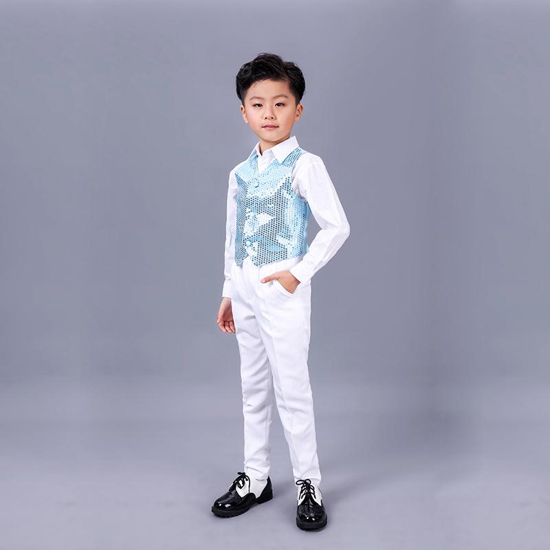 Children's Sequin Vest Dancewear: Jazz, Street, Catwalk Performance Costume for Girls and Boys