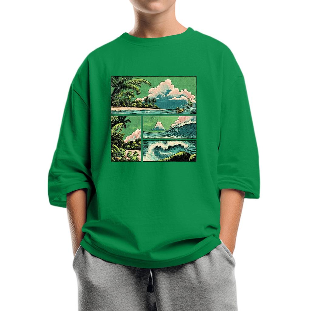 Children's Fashion Printed Round Neck Seven Sleeve Top Casual T-Shirt