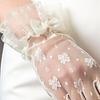 Women Lace Gloves Bridal Gloves with Bow Sheer Tea Party Wrist Gloves for Wedding Prom Cocktail Party