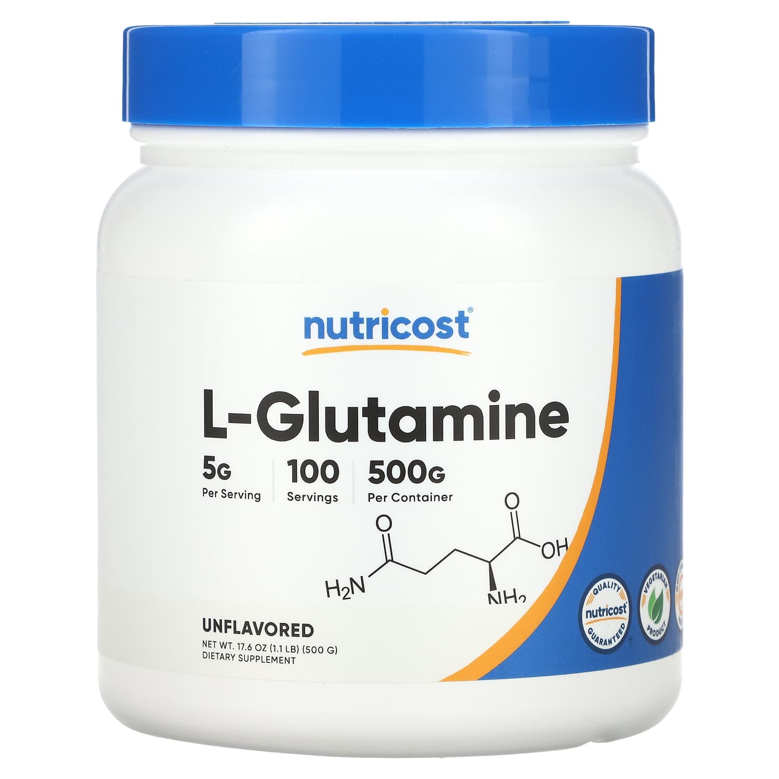 

Nutricost, L-глютамін, без смаку, 17,6 унції (500 гр)
