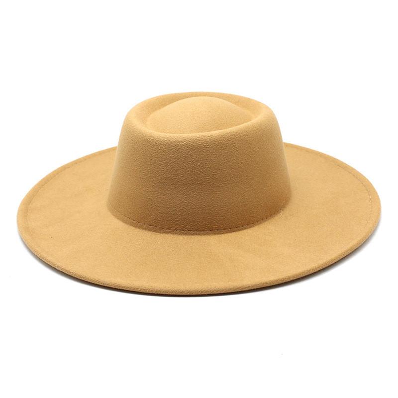 Woolen Fedora Hat Unisex With Large Brim And Satin Texture For Spring And Fall Wear