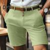 Men Shorts Mid-rise Buttons Zipper Fly Solid Color Shorts with Pockets Straight Leg Summer Casual Shorts Daily Wear