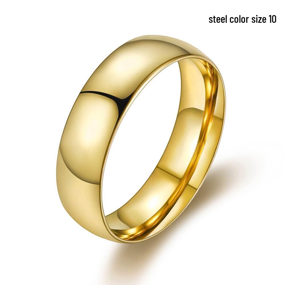 Korean Style Titanium Steel Couple Rings: Gold Polished Simple King or Pinky Ring for Men and Women