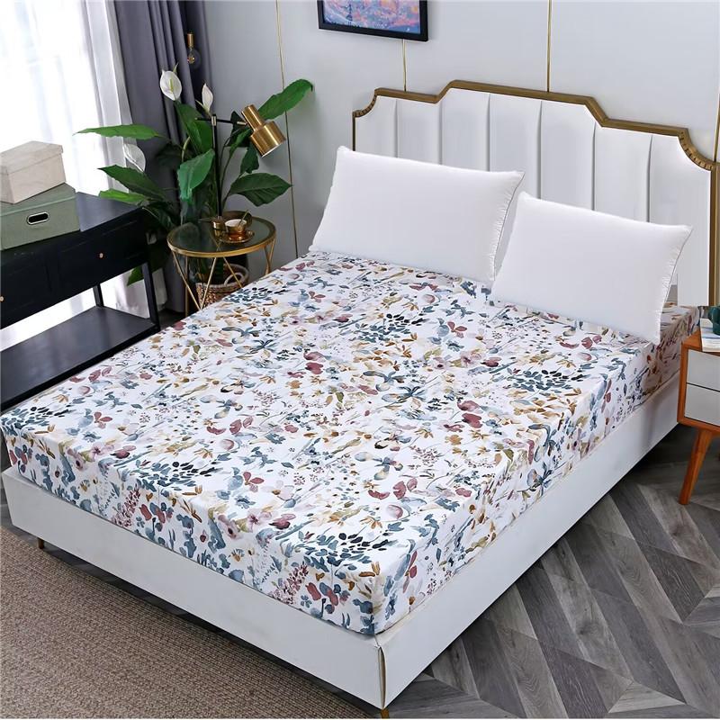 Lagmta 100 Polyester Fitted Sheet Elastic Band Mattress Cover Printed Bed Sheet 4 Corners