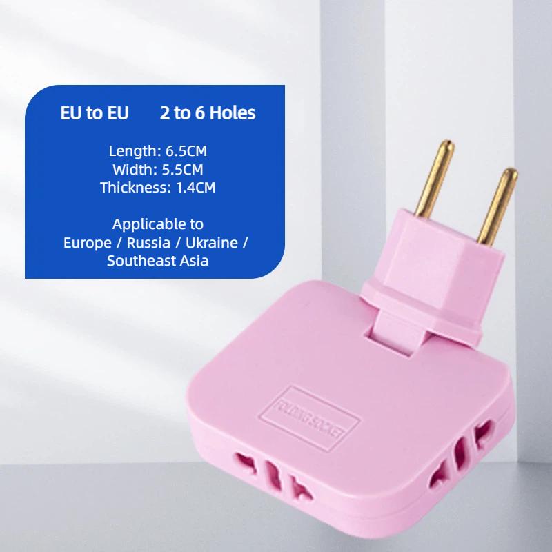 EU Plug 180° Rotatable Multi Outlet Adapter – Slim Travel Converter