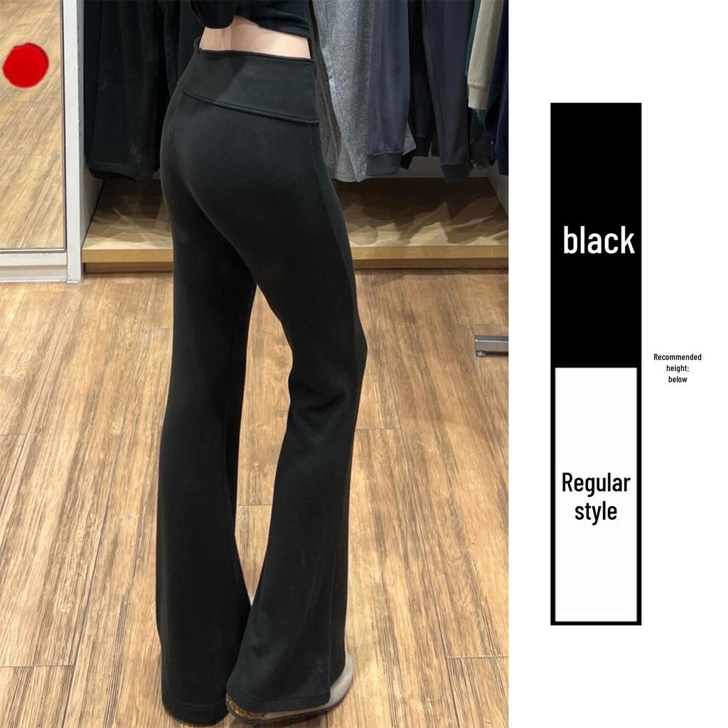 Charcoal Gray Women's High Waist Slimming Flared Sweatpants - Petite Autumn/Winter Bell Bottoms
