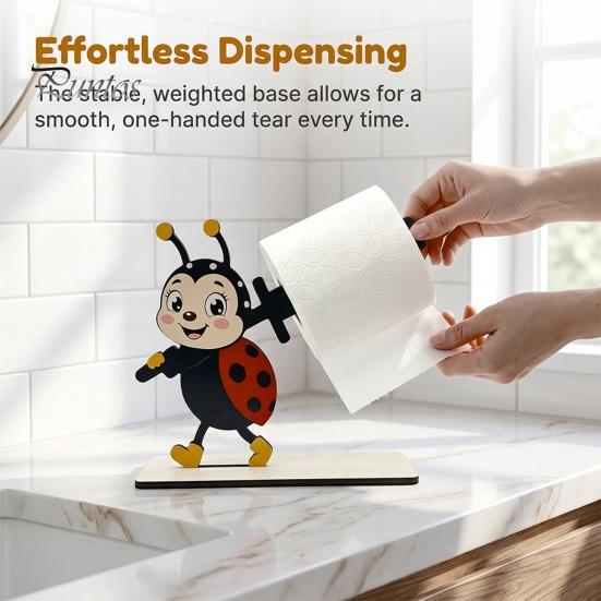 Decorative Kitchen Paper Organizer Funny Animals Wooden Toilet Holder, 3D Animal Bathroom Decor, Cute Cartoon Vertical Countertop Roll Stand