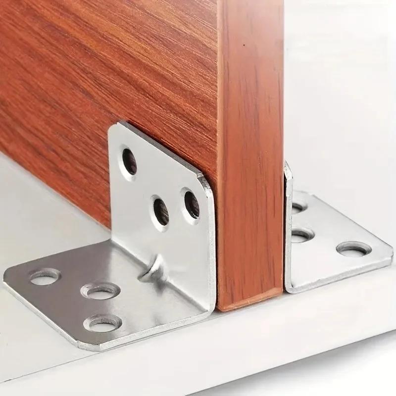 20pcs Stainless Steel L-Shaped Corner Code 90 Degree Laminated Furniture Plate Hardware Right Angle Bracket Cabinets Small