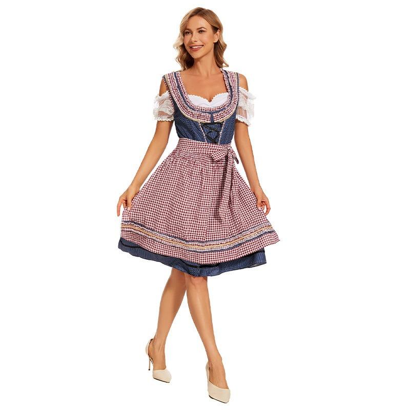 Mnichovský Oktoberfest kroj bavorský národní kroj kostkovaný pivní oblek šaty set