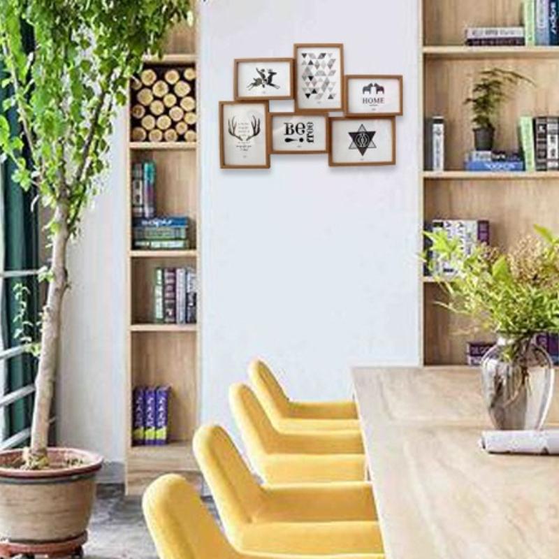 6 Inch 7 Inch Set of 6 Combination One-piece Wooden Photo Frame Modern Simple Style Wall-mounted Decoration Picture Frame Wall Image Frame