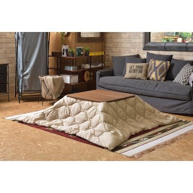 Thin Kotatsu Futon, Square, Water-Repellent Quilted, Reversible, Size A