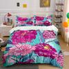 Vibrant Floral Pattern Background Print Bedding Set 1 Duvet Cover 2 Pillowcases for Adult and Children Luxury Gift Full Size