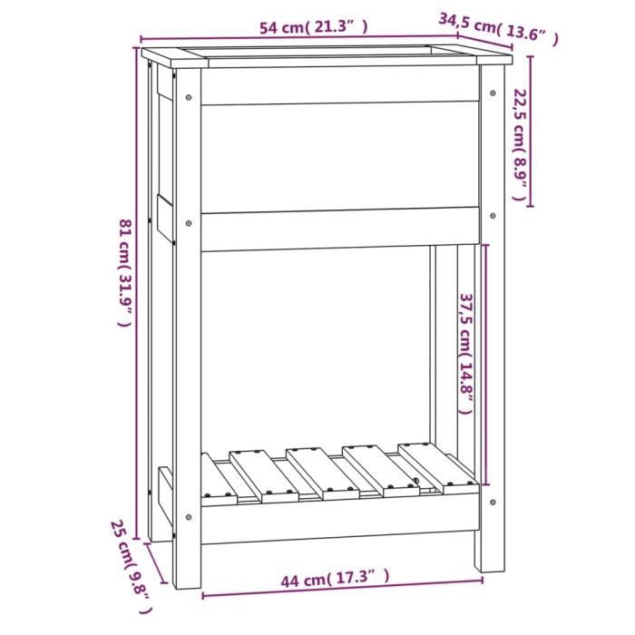 VidaXL Planter with Shelf White 54x34.5x81 Cm Solid Pine Wood 823753