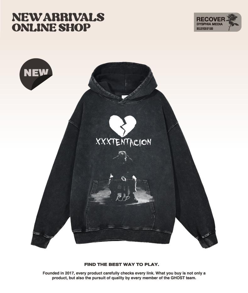 American Retro XXXTentacion Character Print Hip Hop Hoodie Sweatshirt