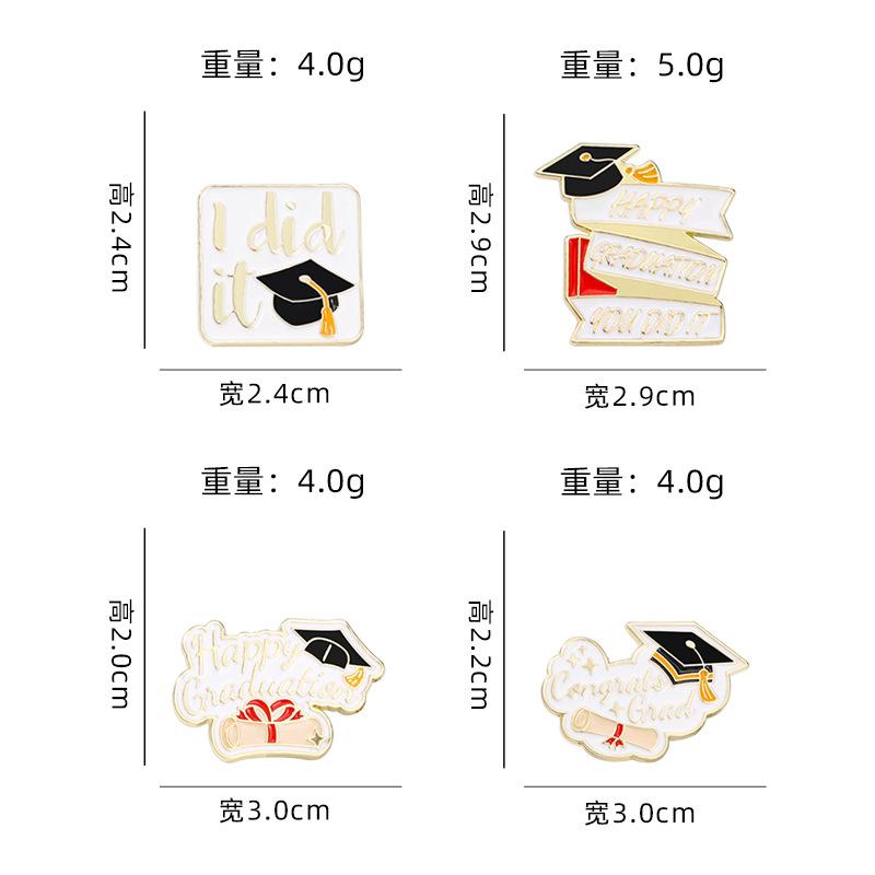 Creative Cross-border English Graduation Cap Brooch Graduation Season Enamel Alloy Pin Badge for Clothes Backpack Decor