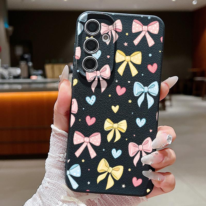 Colorful Bowknots Print Case For Samsung S26 S25 Ultra S24 S23 S22 S21 FE A15 A35 A55 A16 A36 A56 A17 A18 A37 A57 5G Leather Texture Soft Cover