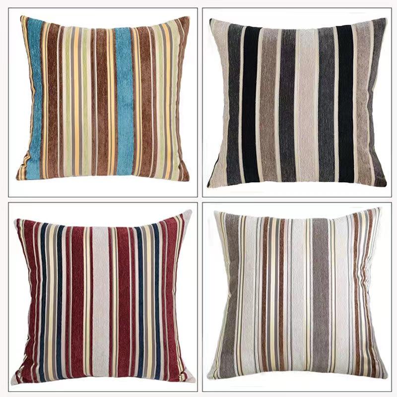 Stripe Home Sofa Pillow Case Solid Color Decoration Pillowcas 40x40cm / 45x45cm Linen Sofa Throw Cushion Cover Pillowcase