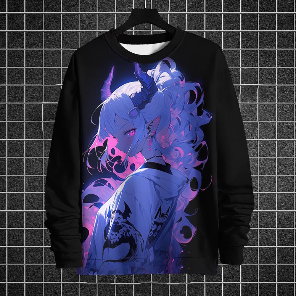 3D Anime Printing Men's Hoodless Sweatshirt Autumn Casual Comfortable Oversized Fashion Street Hip Hop Clothes