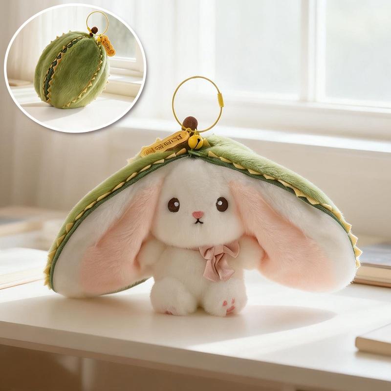Nieuw Schattig Fruit Konijn Pluche Speelgoed Creatieve Durian Ananas Wortel Aardbei Veranderd in Konijn Zachte Pop Verjaardag Kerstcadeau 13cm
