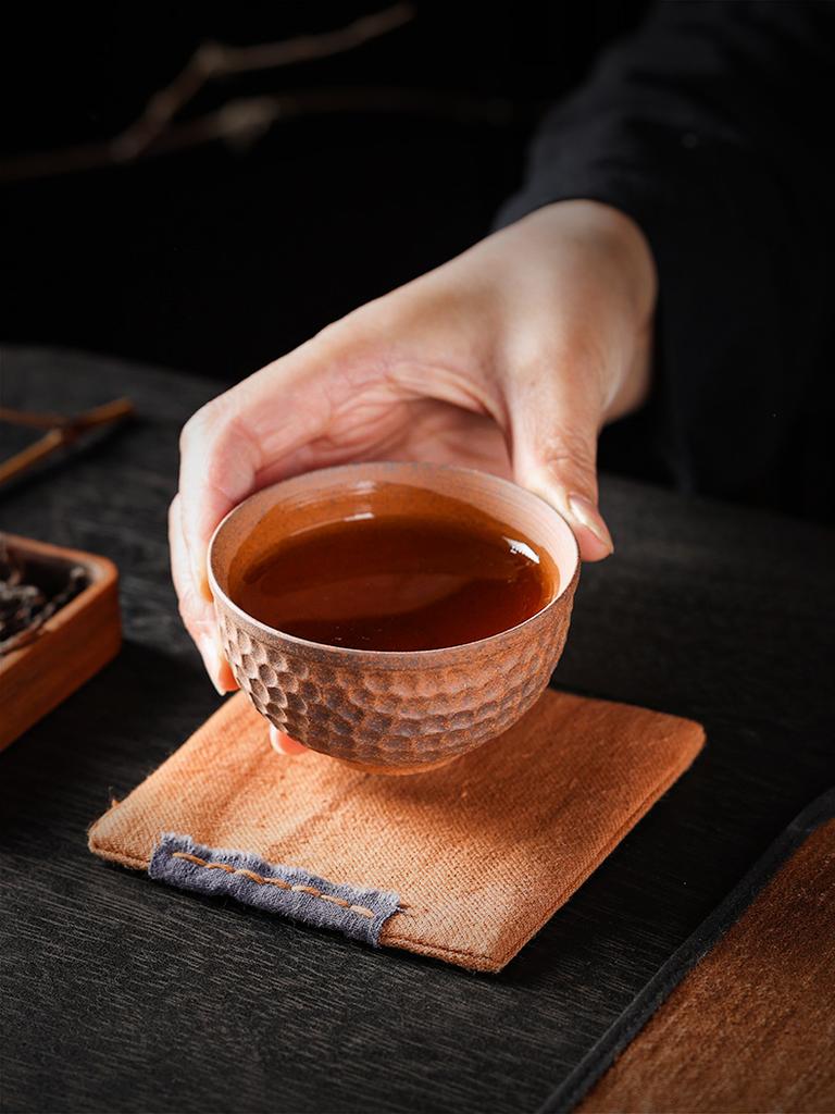 2/PCS  90ml Coarse Pottery Handmade Stoneware Tea Cup Kung Fu Tea Set Tea Cup Small Single Cup Ancient Style Quiet Road Cup Bowl
