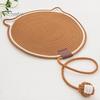 Cat Scratcher Mat Natural Cotton Rope Scratching Mat Cat Ear Design Scratcher with Ball Toy Furniture Protector for Wall Couch Carpet Sofa
