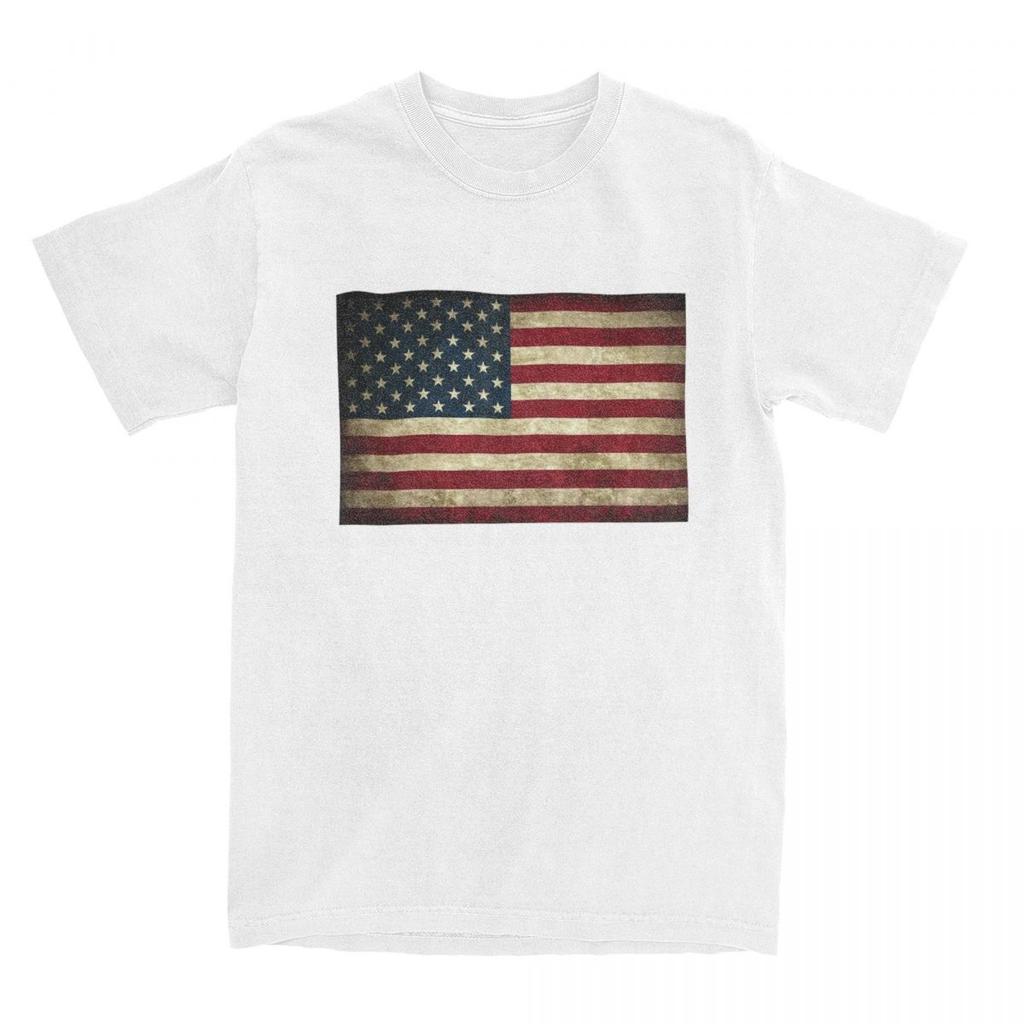 US Flagge Vintage Design Flagge 4. Juli T-Shirt Erwachsene Lustig 100 Baumwolle T-Shirts Sommer O-Ausschnitt Mode T-Shirts Günstige Übergroße Oberteile