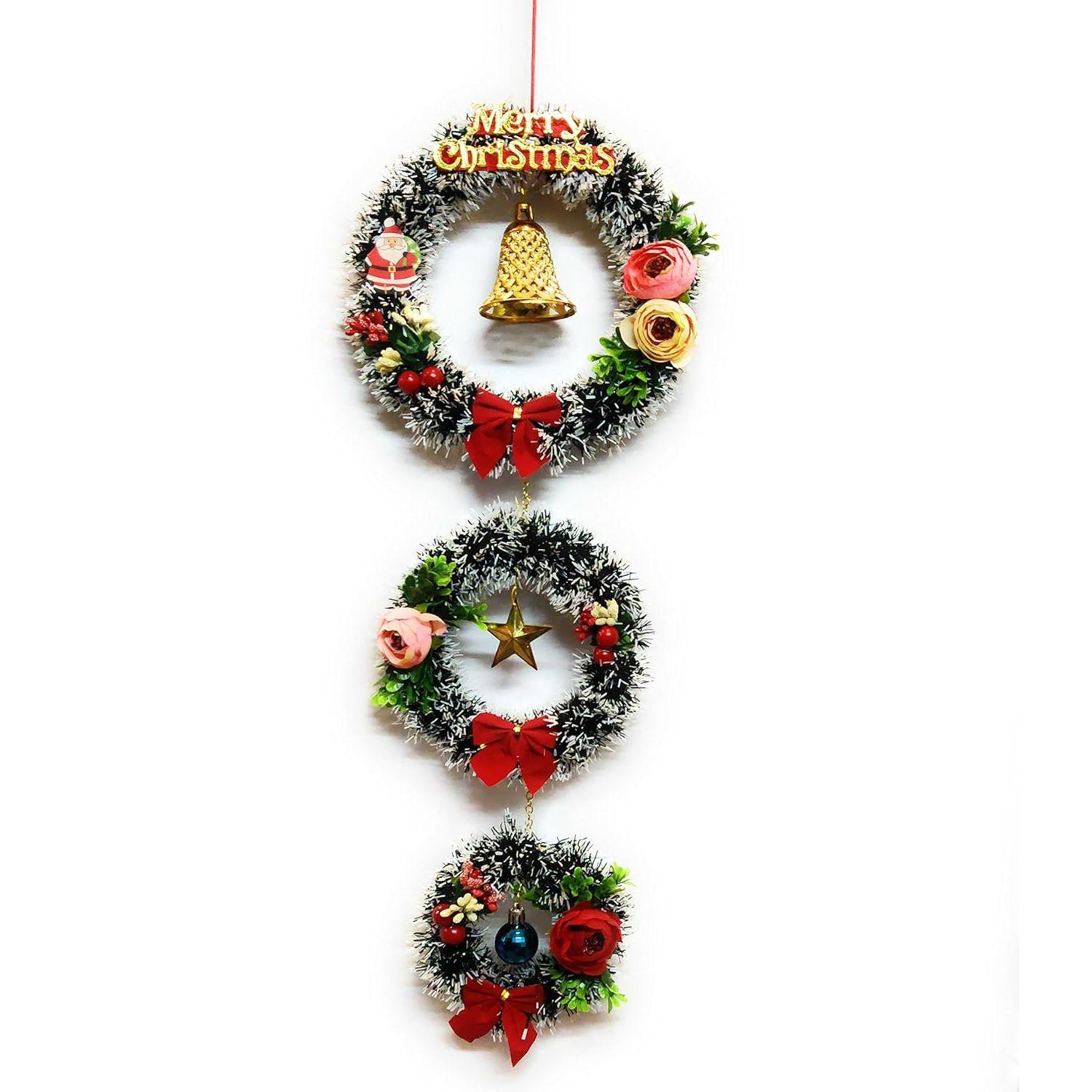 

India Designer Christmas Wreath - length21Inch, Width 8inch - (Black Pine, 1 Pcs)