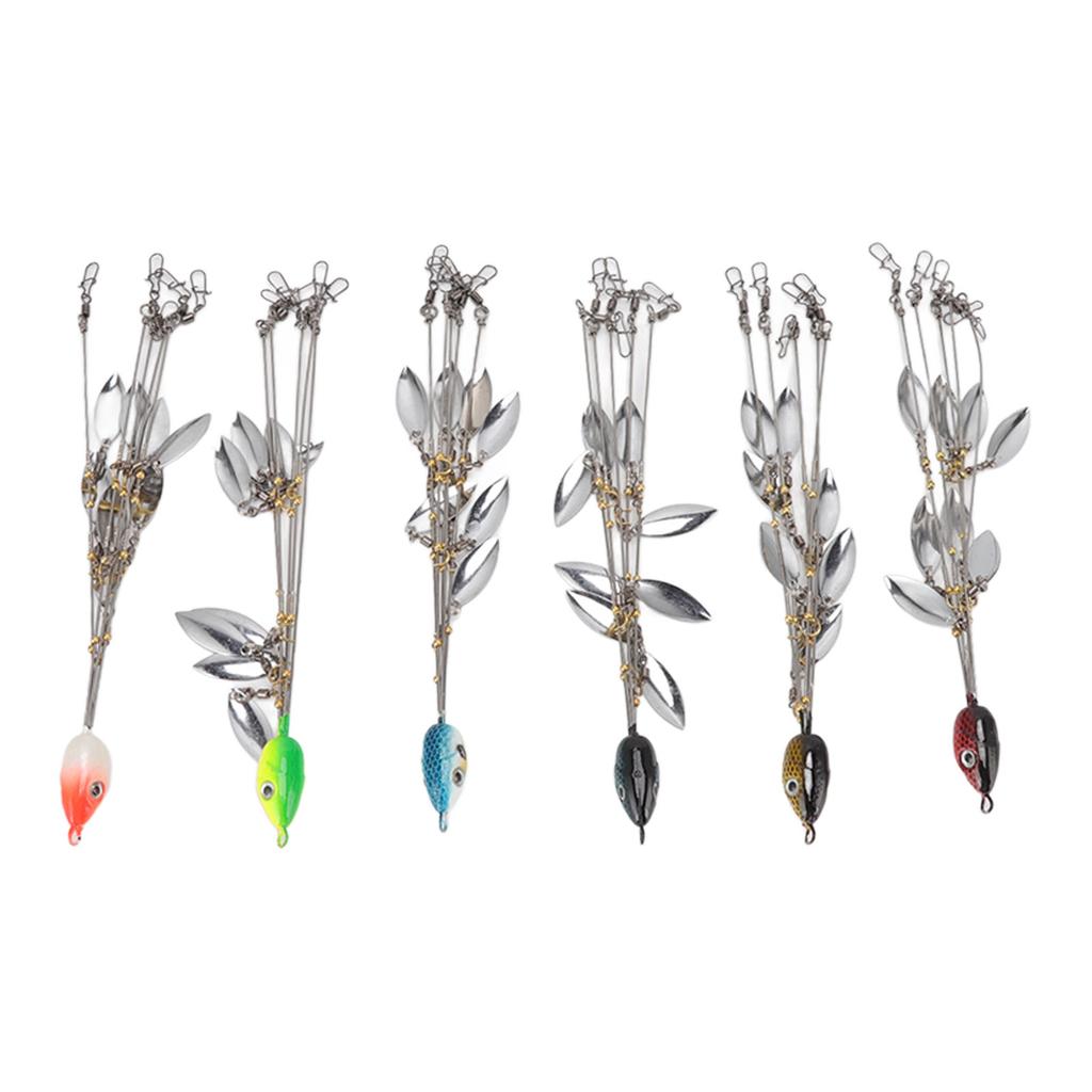 6 Pcs Umbrella Rigs with Sequin Fishing Rigs Lure 5 Arms 8 Blades for Fishing Bass Bait Lure