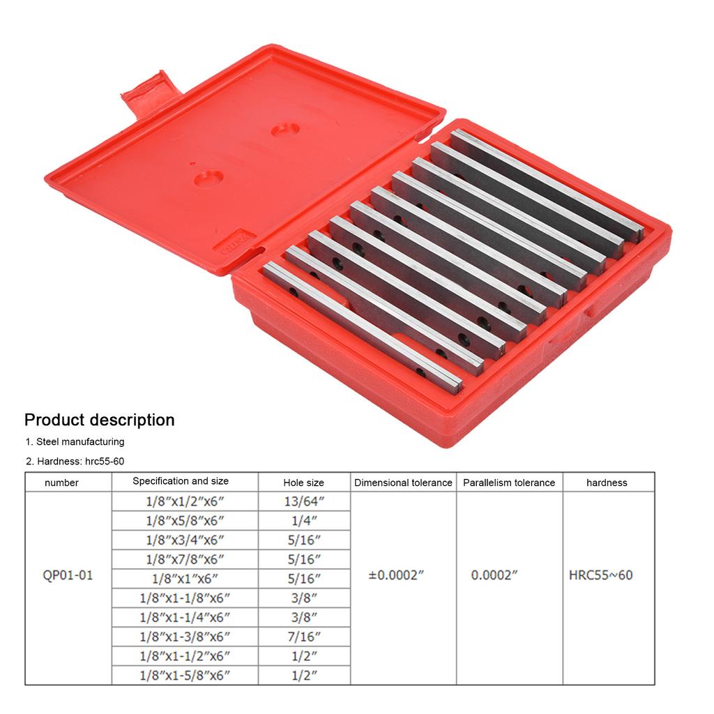 10 pairs Parallel Blocks Adjustable 0.0005 Accuracy 1 8inch Steel Parallel Set