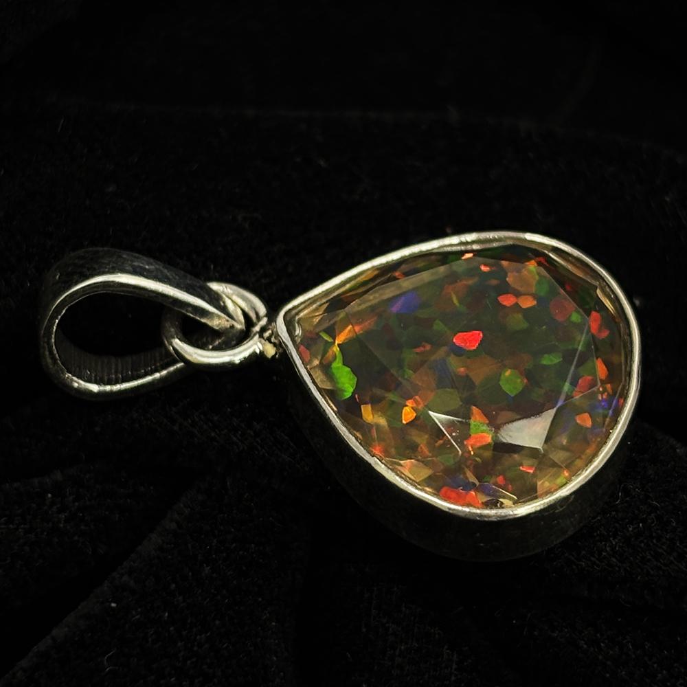 Natural Fire Opal 19 Ct Pear Cut 925 Sterling Silver Gemstone Pendant
