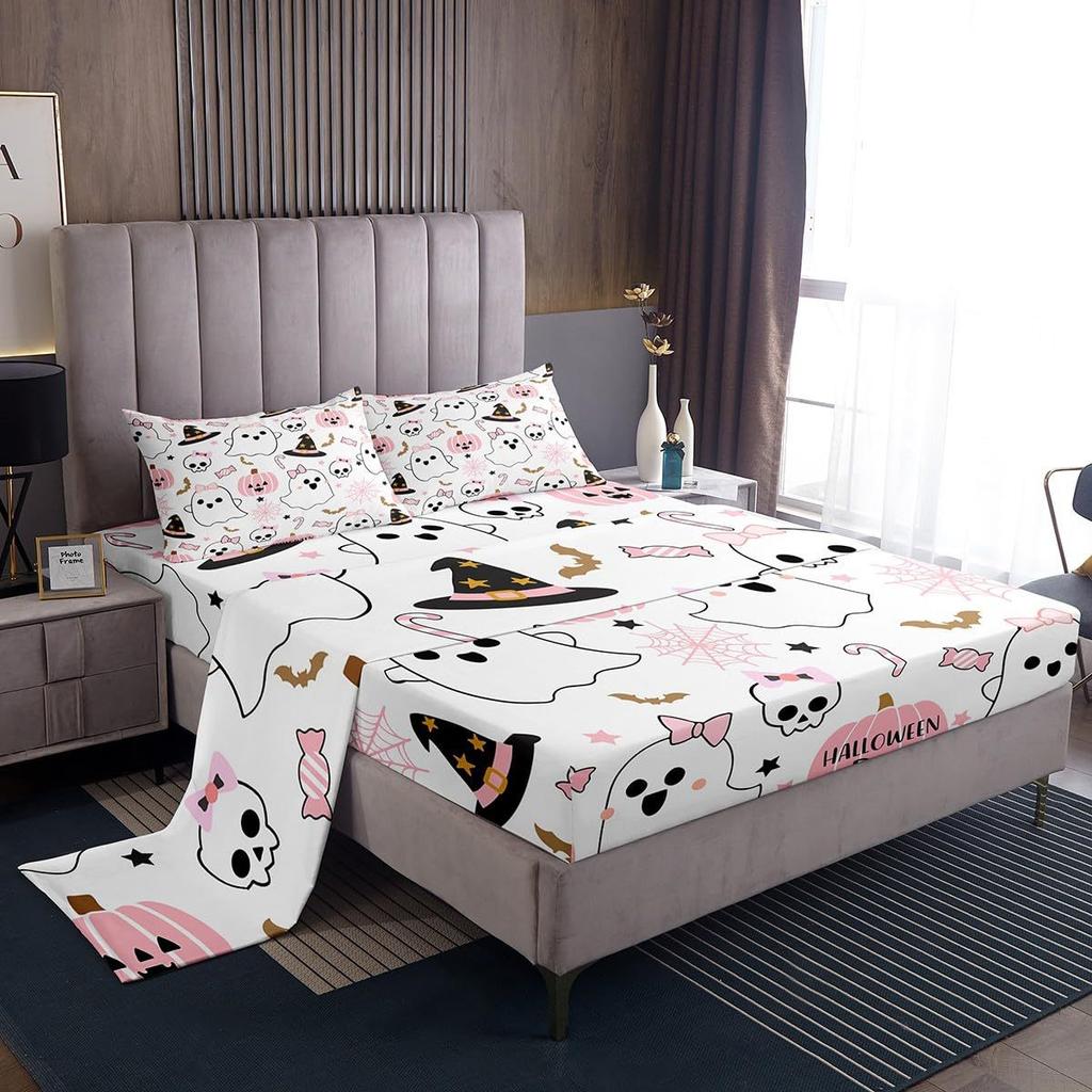 Halloween-Themed Pattern Mattress Four-Piece Bedding Set Bedroom Dormitory Bedding Decoration