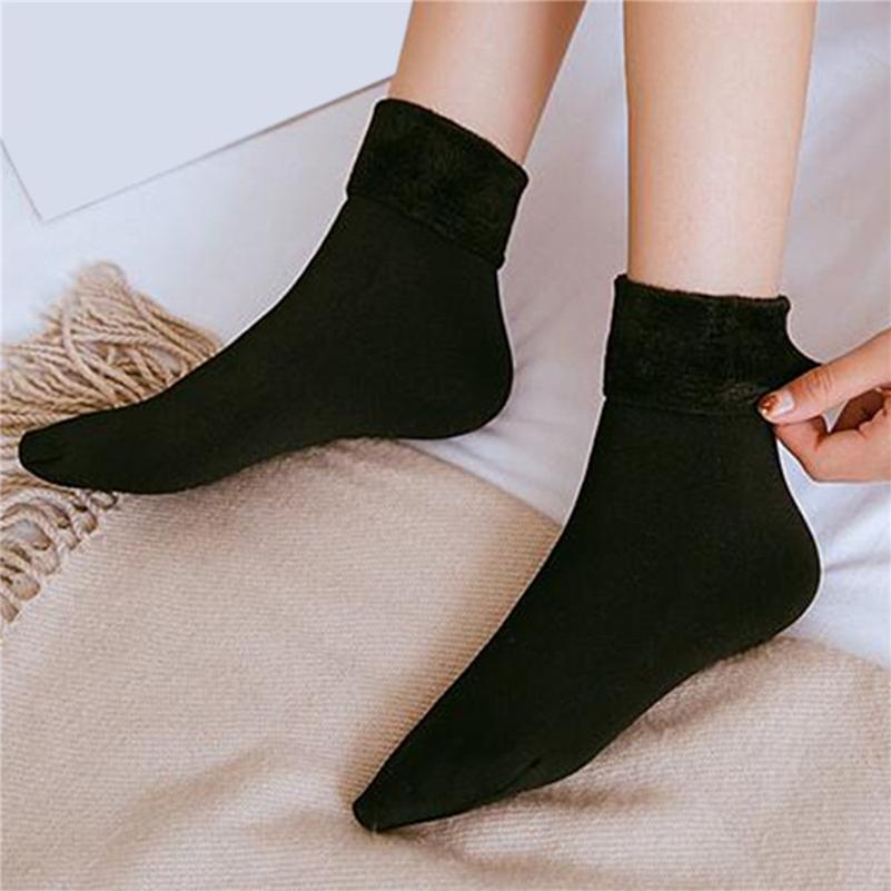 Buy Velvet Women's Crew Sock Solid Color Winter Thermal 1Pair Comfy