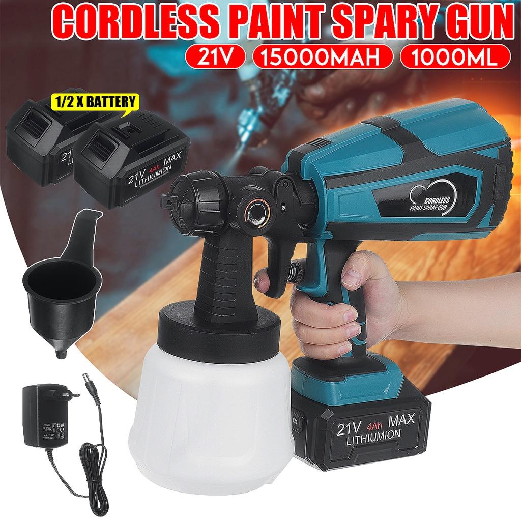 850W 21V Cordless Spray Gun High Power Home Electric Paint Sprayer 1.8/2.5mm Nozzle 1000ml Easy Spraying Paint Gun Power Tools 1000ML