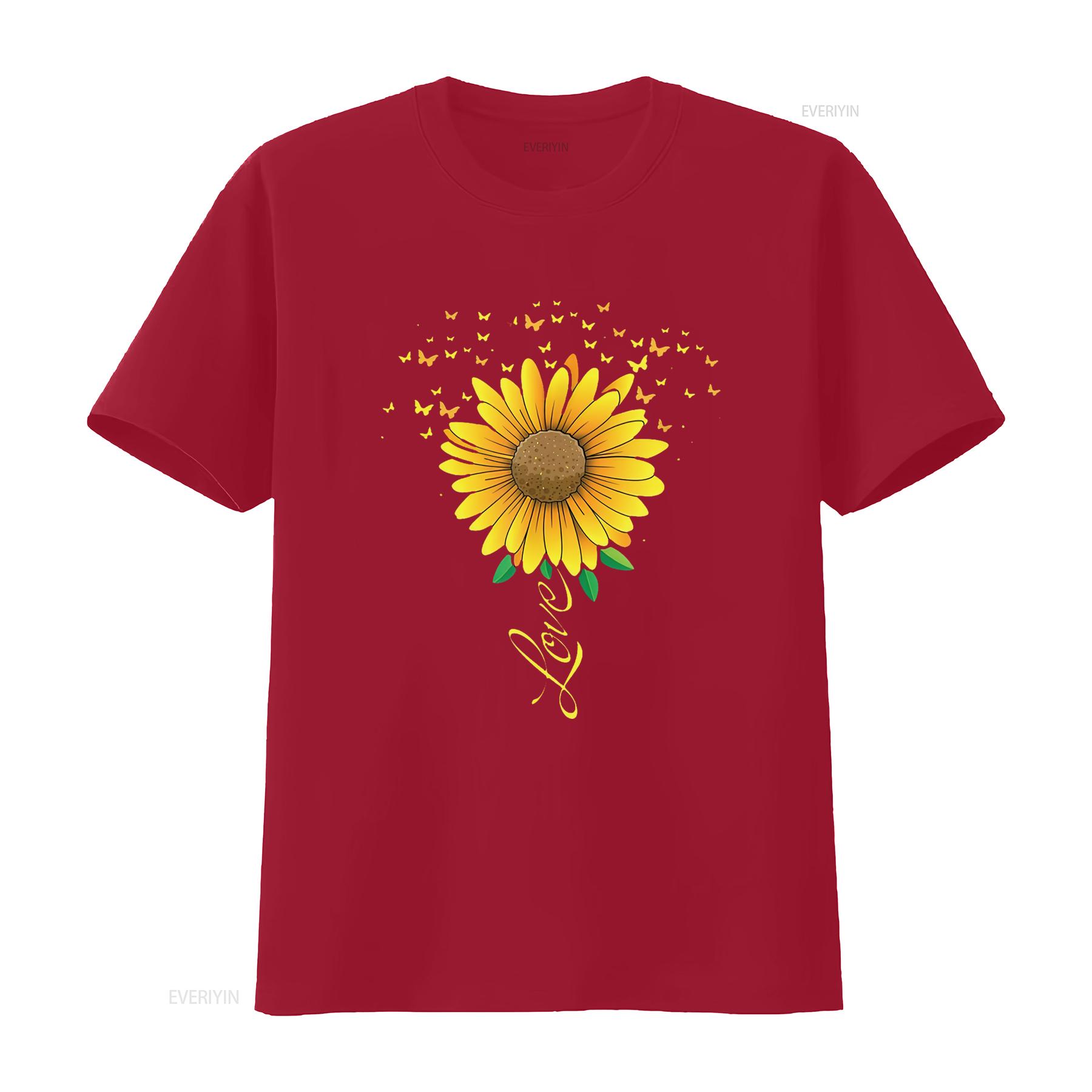Sunflower Butterflies And Love Women s Inspirational T Shirt vintage Washed graphic Stretched Soft Stylish Casual Comfortable S