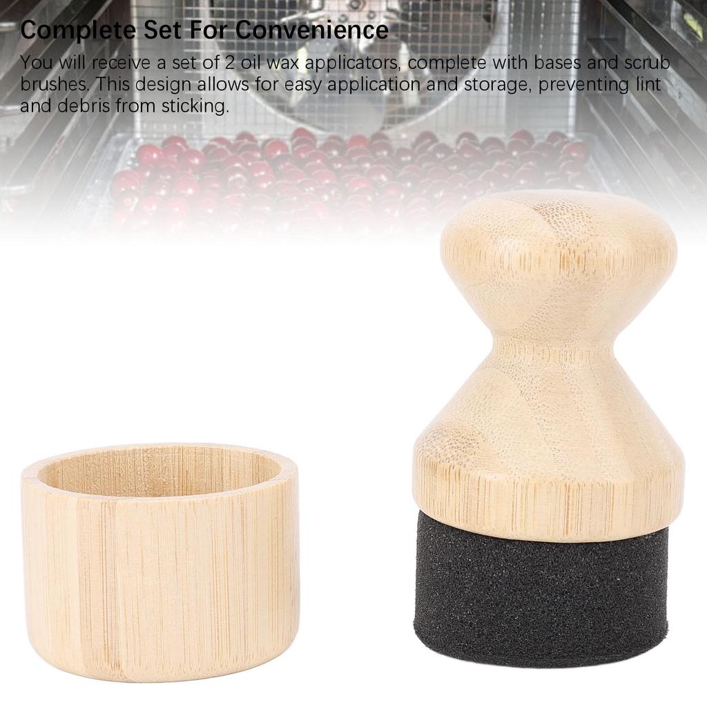 2 Pack Cutting Board Oil Wax Applicator Bambusoideae Sponge Oil Applicator Scrub Brush Set for Wooden Spatula Spoon and Other Utensils